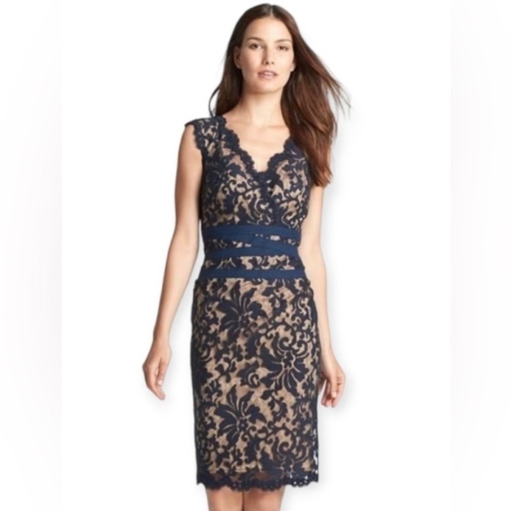 Tadashi Shoji Navy Lace Dress Fornal Mother of the Bride or Groom /Wedding Guest